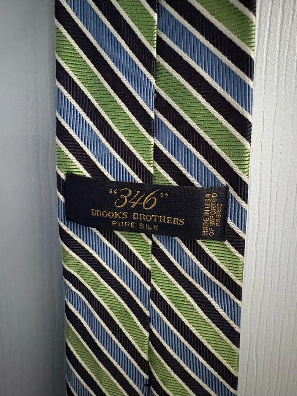 Brooks Brothers Blue, Green & Navy Diagonal Stripe Tie